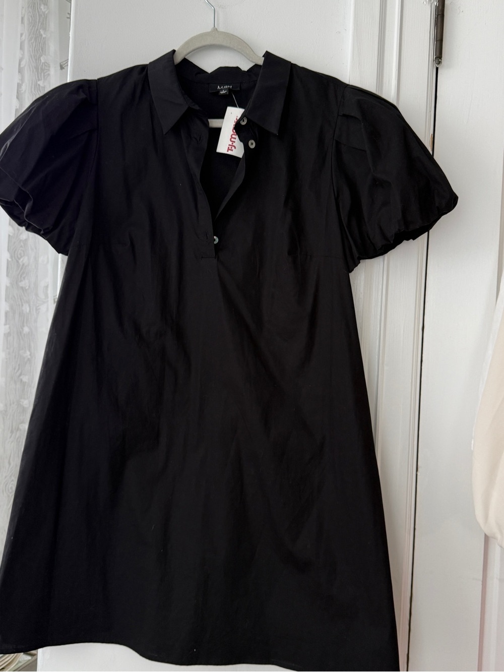 MSK Black Collared Puff Sleeve Mini Dress